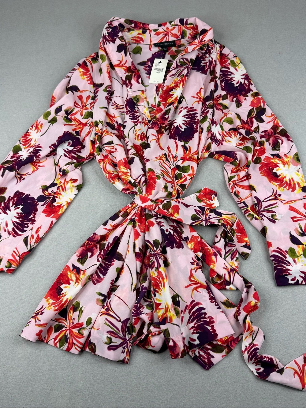 Lane Bryant Floral Kimono Robe Tie Waist Lounge Cover Up 22/24 NWT